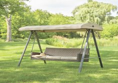 Amazing Swing Outdoor Hampton Bay Plaistow 3 Person Wicker Outdoor Swing With Canopy GCS00225B The Home Depot