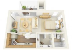 furniture layout for studio apartment