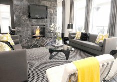 black grey and yellow living room